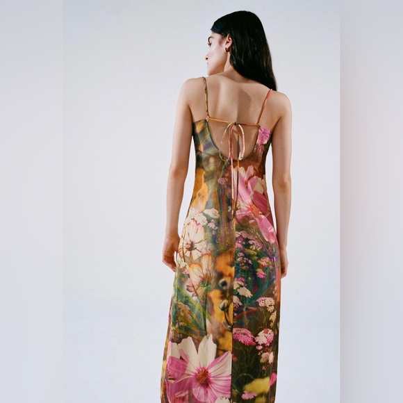 UO April Tie-Back Midi Slip Dress (in Neutral Multi) - Picture 10 of 12